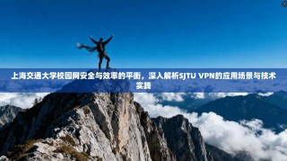 上海交通大学校园网安全与效率的平衡，深入解析SJTU VPN的应用场景与技术实践