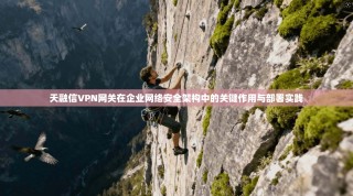 天融信VPN网关在企业网络安全架构中的关键作用与部署实践
